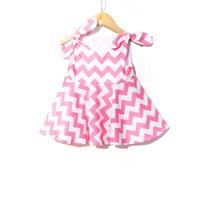 Pink Chevron  - Baby's 1st Party Dress - Family Photos - Toddler Girls Twirl Dress - Daily Wear -  K