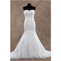 Impressive Trumpet-Mermaid Sweetheart Natural Train Lace Ivory Sleeveless Wedding Dress - Top Design