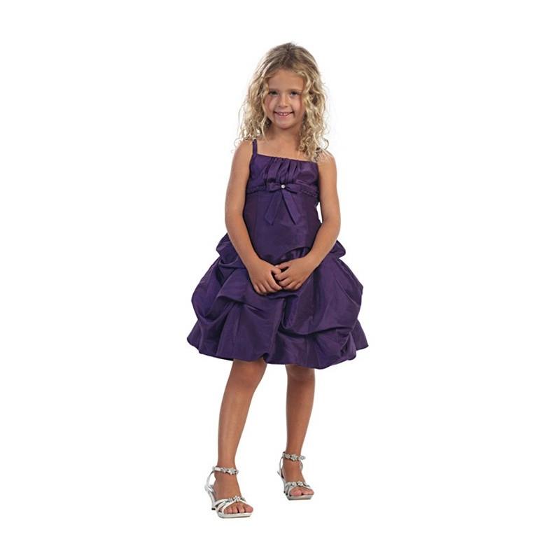 My Stuff, Purple Pick Up Style Taffeta Dress w/ Gathered Bodice & Bolero Style: D5485 - Charming Wed