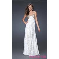 Strapless White & Gold Prom Dress by La Femme - Brand Prom Dresses|Beaded Evening Dresses|Unique Dre