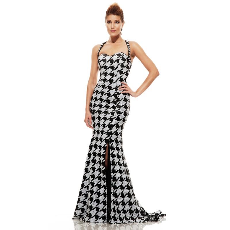 My Stuff, Black / White Joshua McKinley 6086 - High Slit Dress - Customize Your Prom Dress