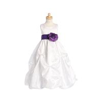 White Blossom Sleeveless Shantung Organza Dress w/Detachable Sash & Flower Style: BL212 - Charming W