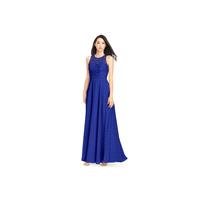 Royal_blue Azazie Frederica - Chiffon And Lace Floor Length Scoop Keyhole Dress - Cheap Gorgeous Bri
