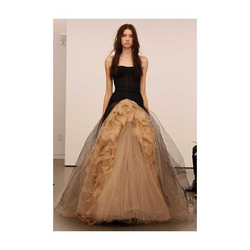 My Stuff, Vera Wang - Fall 2012 - Joelle Strapless Black and Nude Silk and Tulle Ball Gown Wedding D