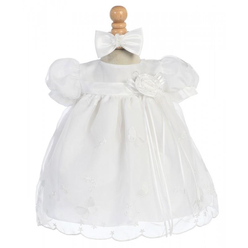 My Stuff, White Embroidered Butterfly Organza Baby Dress w/Headband Style: LM621 - Charming Wedding