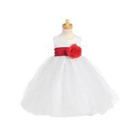 Blossom White Poly Silk Bodice & Tulle Skirt Dress w/ Detachable Flower & Sash Style: BL228 - Charmi