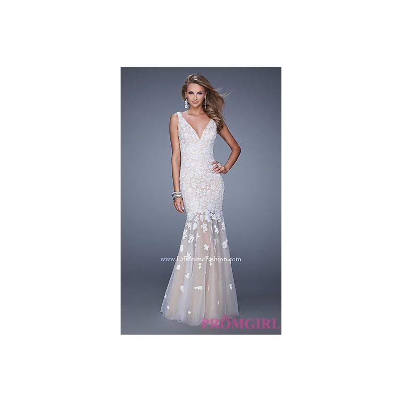 wedding, LF-21105 - Long V-neck La Femme Prom Dress - Bonny Evening Dresses Online