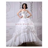 A-line Sweetheart Sleeveless Organza White Wedding Dress With Appliques BUKCH253 In Canada Wedding D