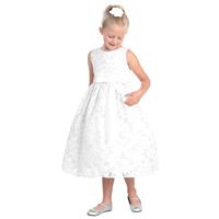 White Flower Embroidered Lace Dress w/ Removable Sash Style: DSK282 - Charming Wedding Party Dresses