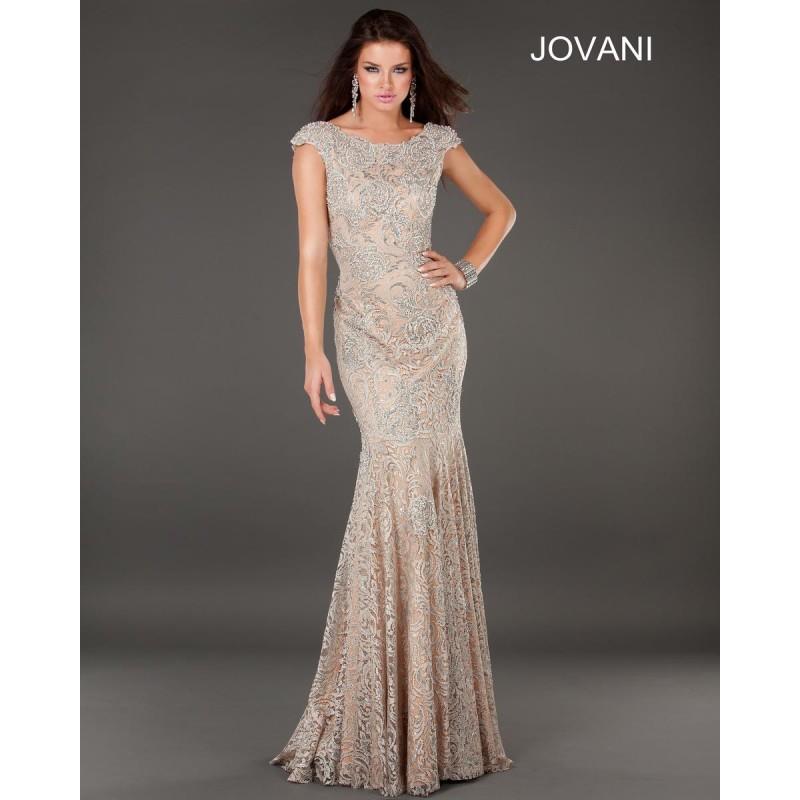 My Stuff, Classical Designer Jovani Beaded Trumpet Evening Gown With Cap Sleeves 74495 New Arrival -