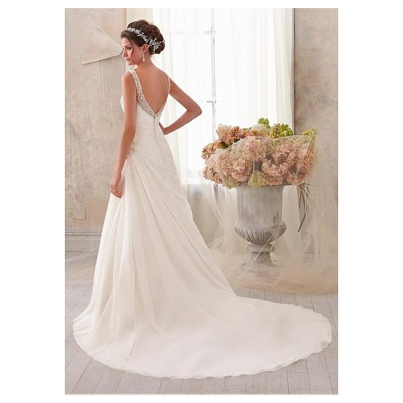 My Stuff, Fabulous Chiffon & Tulle V-neck Natural Waistline A-line Wedding Dress - overpinks.com