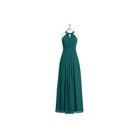 Peacock Azazie Abbey - Chiffon Halter Floor Length Strap Detail Dress - Cheap Gorgeous Bridesmaids S