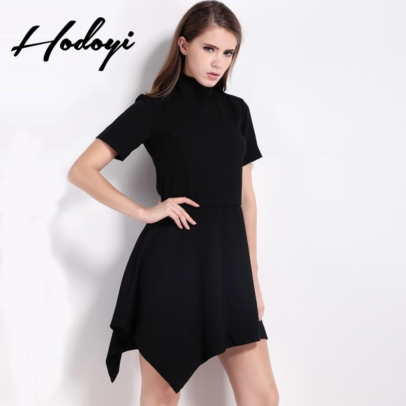 My Stuff, Summer sweet high collar a new slim short sleeve skirt skirts high waist dress in black dr