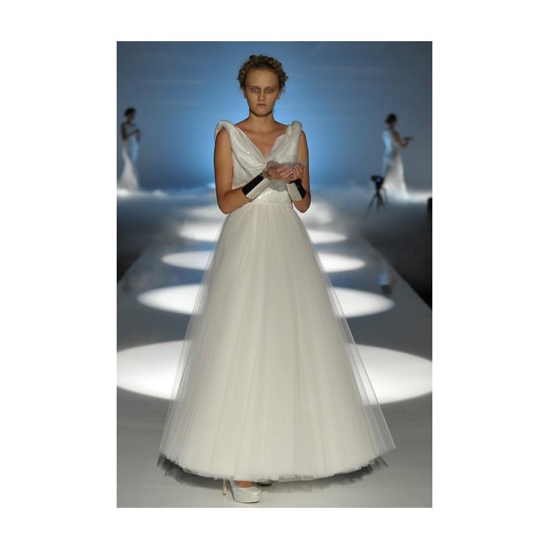 My Stuff, David Fielden - 2013 - Sleeveless Tulle A-Line Wedding Dress with a Cowl Neckline and Sequ