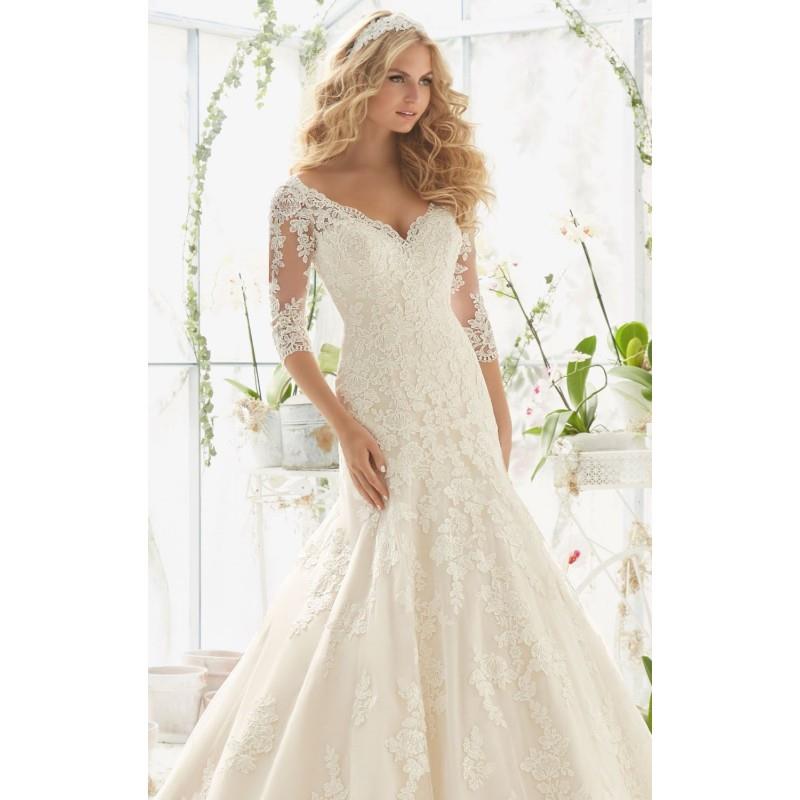 My Stuff, Alencon Lace Net Gown by Bridal by Mori Lee - Color Your Classy Wardrobe