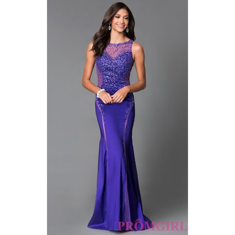 My Stuff, Long Purple Illusion Sweetheart Open Back Prom Dress MF-E1879 - Brand Prom Dresses|Beaded