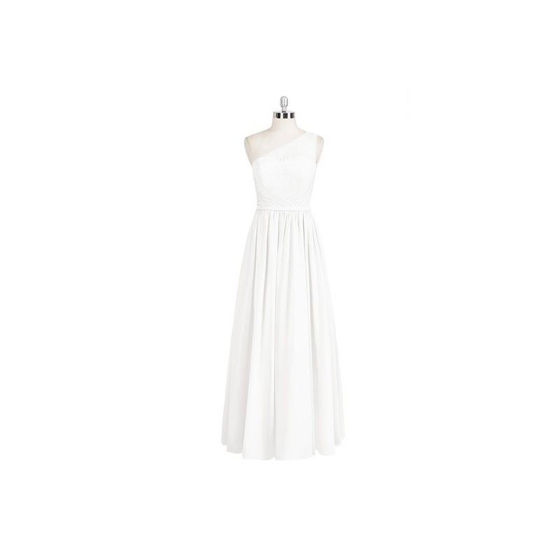 My Stuff, Ivory Azazie Anastasia - One Shoulder Chiffon And Lace Side Zip Floor Length - Charming Br