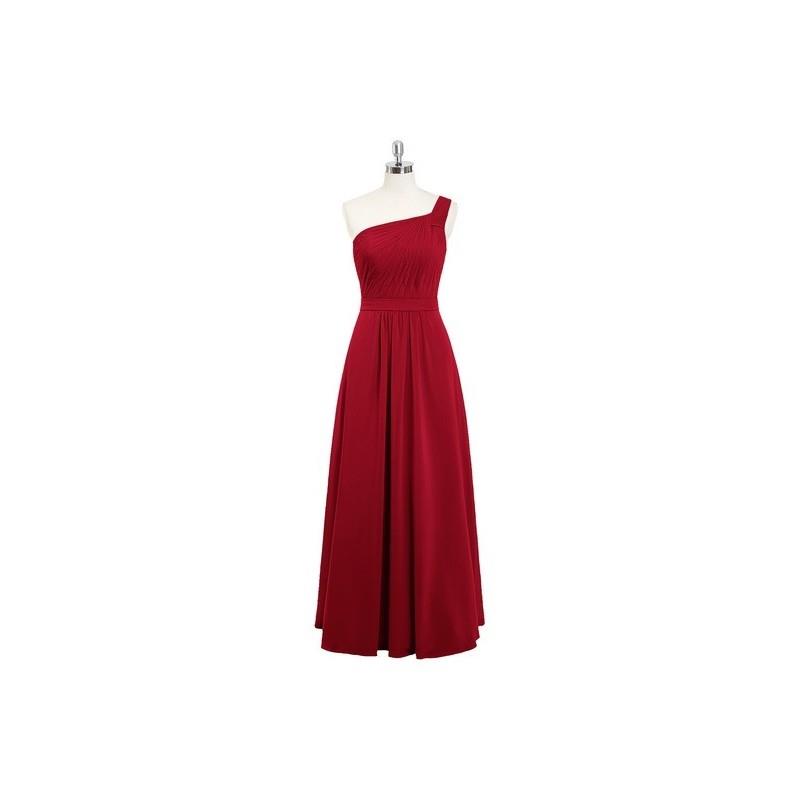 My Stuff, Burgundy Azazie Hermoine - Floor Length One Shoulder Chiffon Strap Detail Dress - Cheap Go