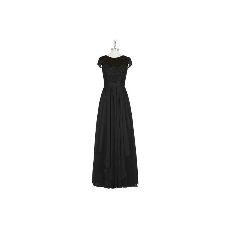 My Stuff, Black Azazie Beatrice - Chiffon, Lace And Charmeuse Illusion Floor Length Scoop Dress - Ch