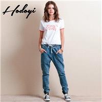 Casual Slimming Banded Waist Summer Bloomer Jeans Harem Pant Long Trouser - Bonny YZOZO Boutique Sto