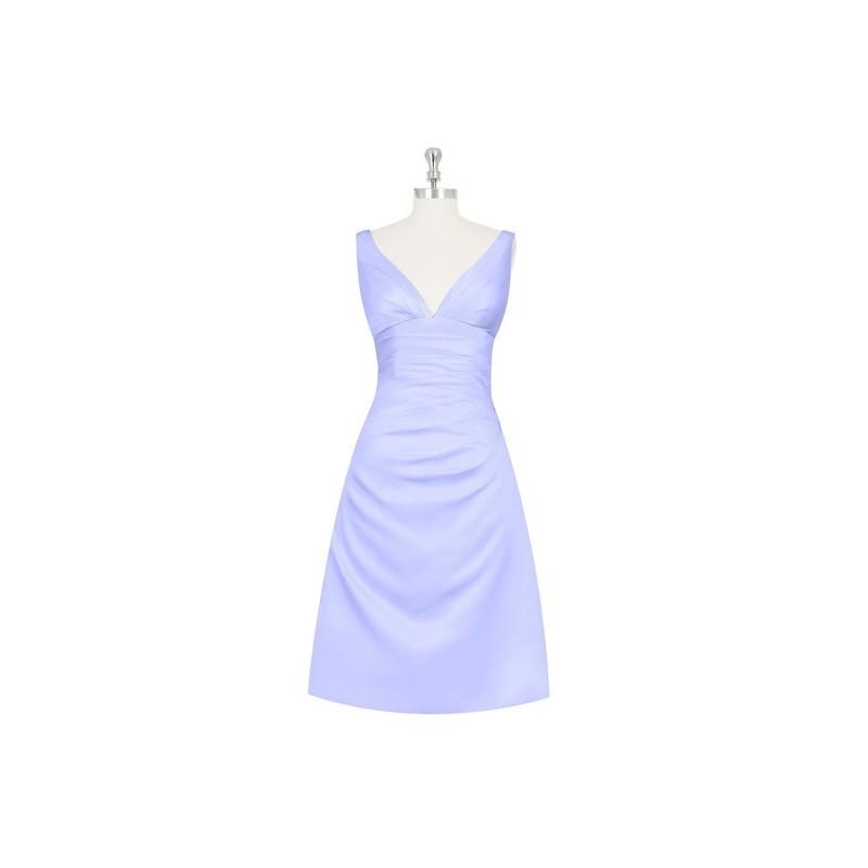 My Stuff, Lavender Azazie Haylee - Knee Length Satin Back Zip V Neck Dress - Charming Bridesmaids St
