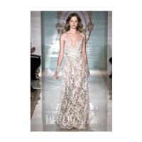 Reem Acra - Spring 2015 - V-Neck Lace A-Line Wedding Dress with a Crystal Belt - Stunning Cheap Wedd