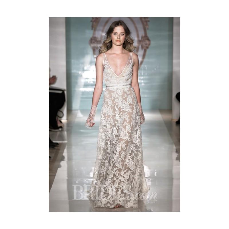 My Stuff, Reem Acra - Spring 2015 - V-Neck Lace A-Line Wedding Dress with a Crystal Belt - Stunning
