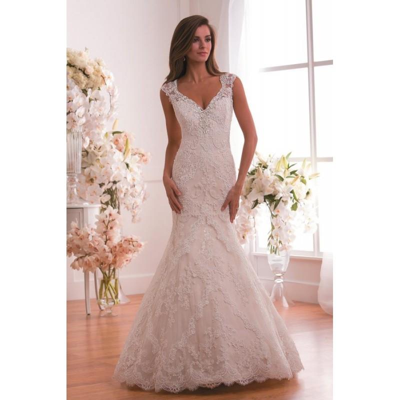 My Stuff, Style F171013 by Jasmine Collection - Ivory  White Lace  Tulle Illusion back Floor V-Neck