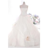 Lovely A-Line Strapless  Train Tulle Ivory Sleeveless Zipper Wedding Dress with Beading and Flower L
