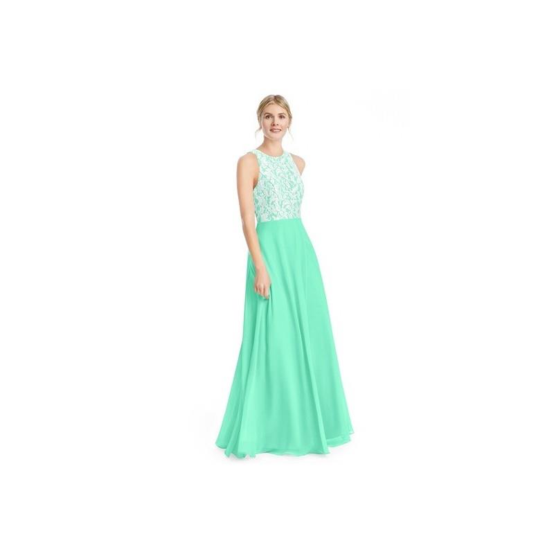 My Stuff, Turquoise Azazie Kate - Back Zip Floor Length Scoop Chiffon And Lace Dress - Cheap Gorgeou