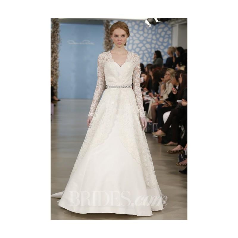 My Stuff, Oscar de la Renta - Spring 2014 - Alicia Sweetheart A-Line Gown with Lace Sleeve Overlay -