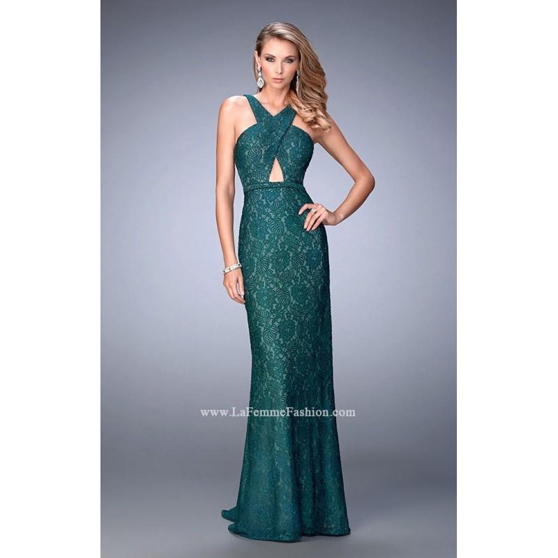 My Stuff, Plum La Femme 22614 - Lace Simple Open Back Dress - Customize Your Prom Dress