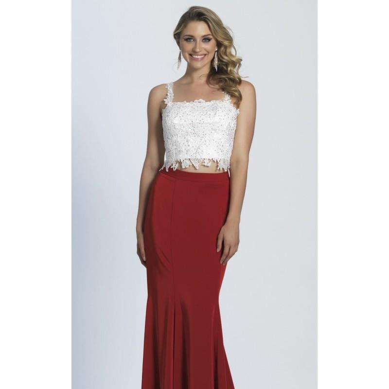 My Stuff, Red/Ivory Two-Tone Gown by Dave and Johnny - Color Your Classy Wardrobe