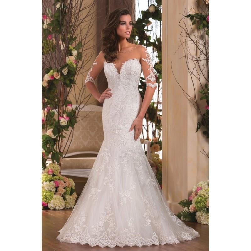 My Stuff, Style F171061 by Jasmine Collection - Ivory  White Lace  Tulle Illusion back Floor Wedding