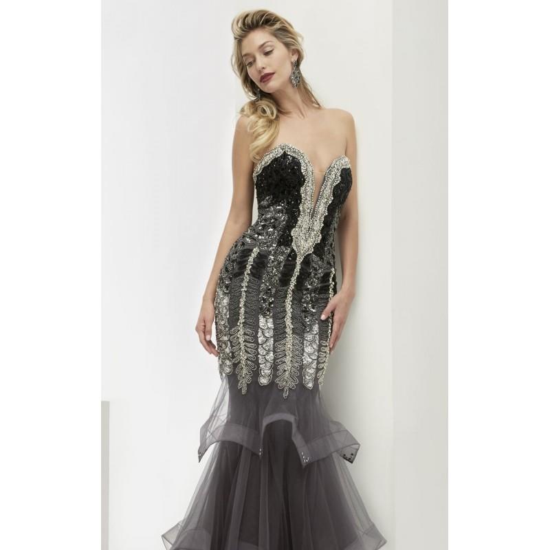 My Stuff, Black/Silver Beaded Tiered Mermaid Gown by Jasz Couture - Color Your Classy Wardrobe