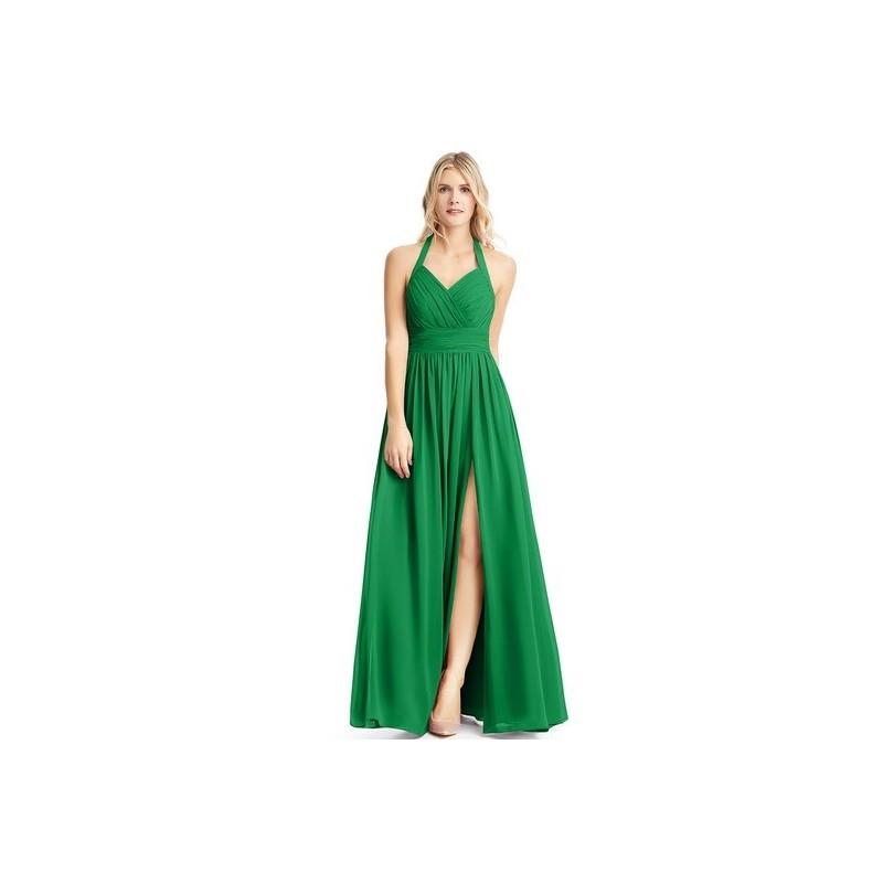 My Stuff, Emerald Azazie Veronica - Back Zip Floor Length Chiffon Halter Dress - Charming Bridesmaid