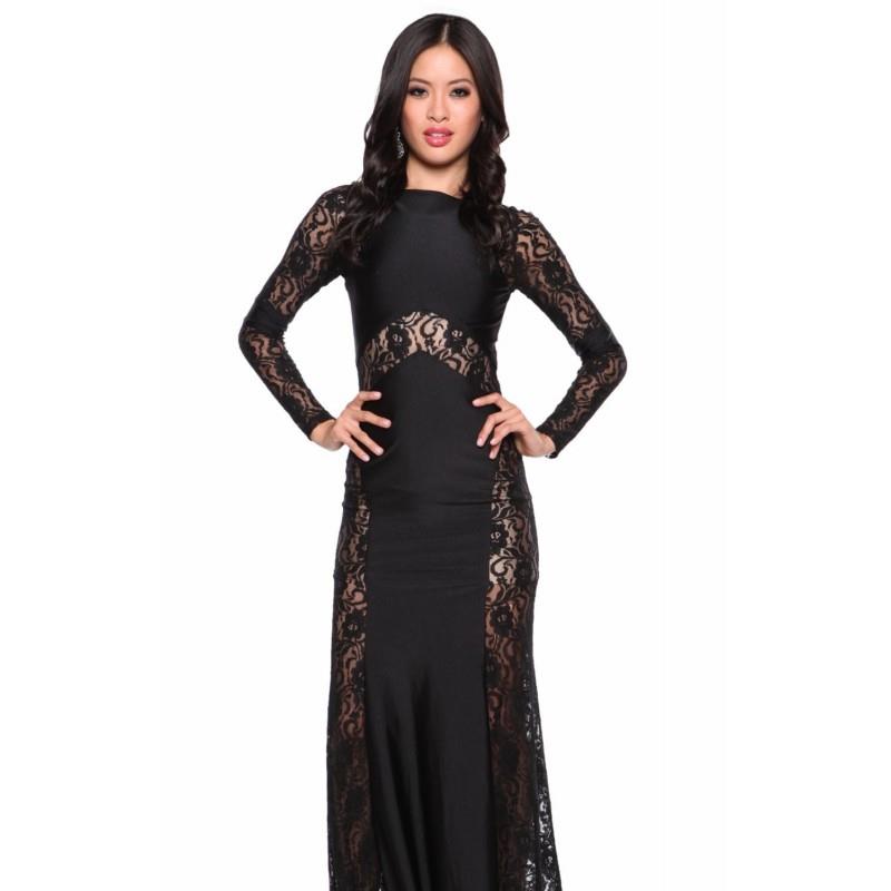 My Stuff, Black/Nude Lace Long Sleeved Gown by Atria - Color Your Classy Wardrobe