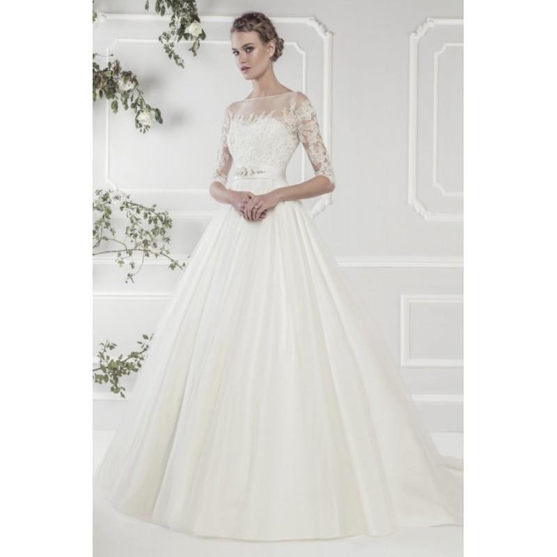 My Stuff, Style 11424 by Ellis Rose - A-line Chapel Length LaceSatinTulle 3/4 sleeve Floor length Dr