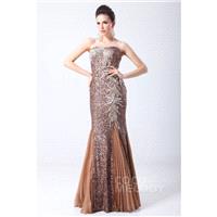 Romantic Trumpet-Mermaid Sweetheart Floor Length Sequin Evening Dress with Crystals and Sequin COSF1