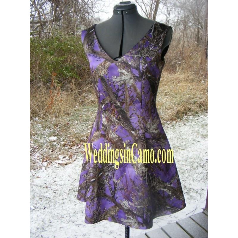 My Stuff, SHORT CAMO Bridesmaid Sleeveless V-neck  GREAT for plus sizes Available in fourteen colors