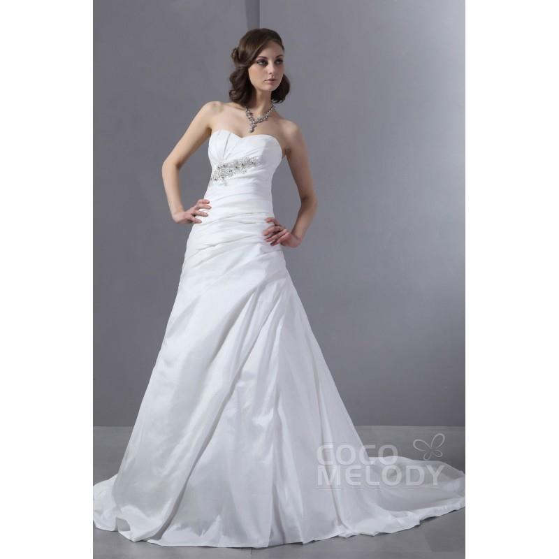 My Stuff, Elegant A-Line Sweetheart Chapel Train Taffeta Wedding Dress CWLT13016 - Top Designer Wedd
