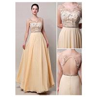 Stunning Chiffon Scoop Neckline Full-length A-line Prom Dresses - overpinks.com