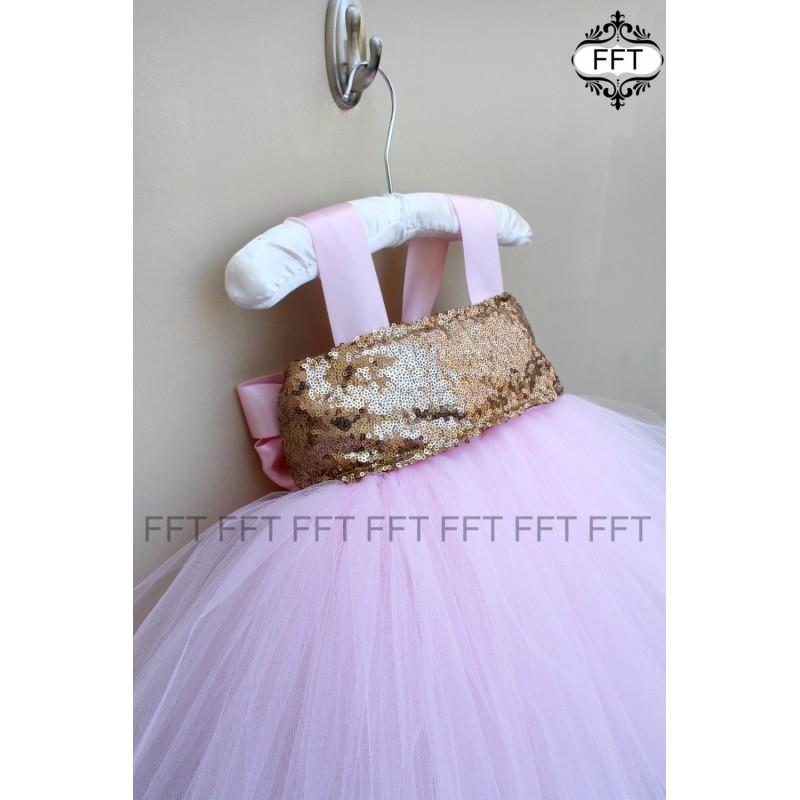My Stuff, Pink Gold Sequin Flower Girl Tutu Dress - Hand-made Beautiful Dresses|Unique Design Clothi