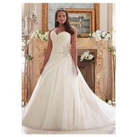 Marvelous Organza Sweetheart Neckline A-line Plus Size Wedding Dresses With Beadings - overpinks.com