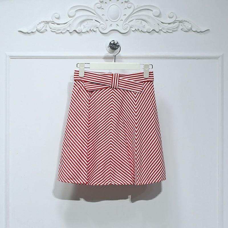 My Stuff, Vintage Fresh Solid Color Bow Floral Stripped Skirt - Lafannie Fashion Shop