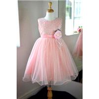 Flowergirl Coral Silk Multi Layer Dress (0006) - Hand-made Beautiful Dresses|Unique Design Clothing