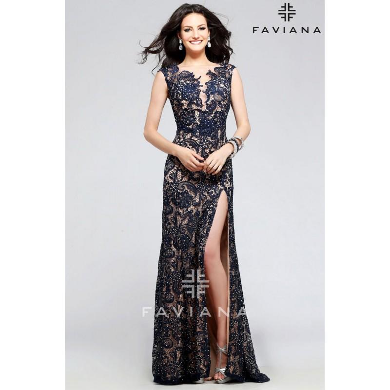 My Stuff, Faviana Glamour S7814 Lace Evening Gown - Brand Prom Dresses|Beaded Evening Dresses|Charmi