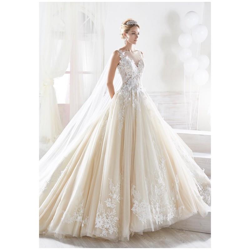 My Stuff, Nicole Collection 2018 NIAB18093 - Ball Gown Illusion Natural Floor Chapel Lace Lace - For