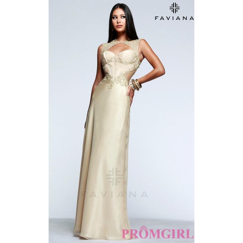 My Stuff, Long Open Back Chiffon Dress by Faviana - Brand Prom Dresses|Beaded Evening Dresses|Unique
