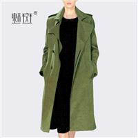 2017 new autumn and winter plus size women wear Army Green windbreaker relaxed casual frock coat coa